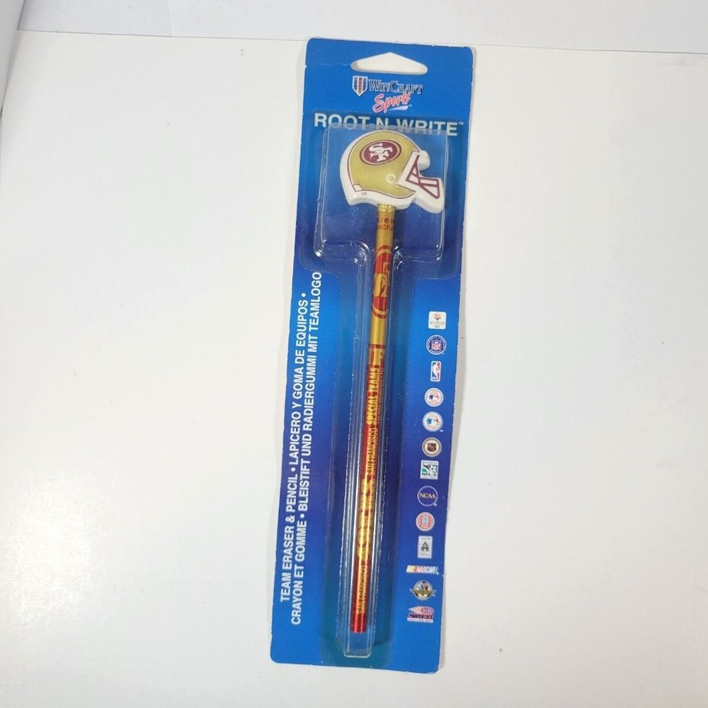 90's San Francisco 49ers Pencil with Helmet Eraser ~New in Package~WinCraft 1998